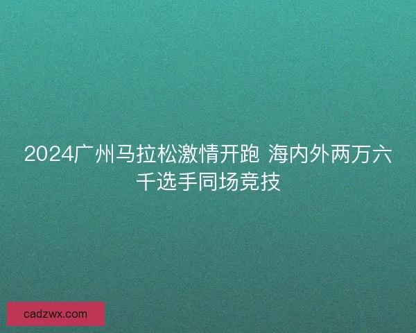 2024广州马拉松激情开跑 海内外两万六千选手同场竞技