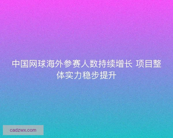 中国网球海外参赛人数持续增长 项目整体实力稳步提升