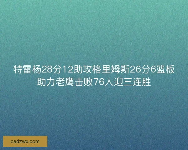 特雷杨28分12助攻格里姆斯26分6篮板助力老鹰击败76人迎三连胜