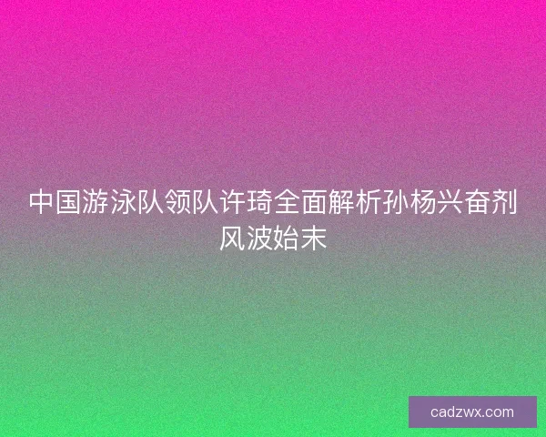中国游泳队领队许琦全面解析孙杨兴奋剂风波始末