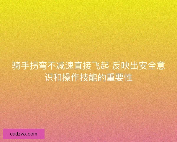 骑手拐弯不减速直接飞起 反映出安全意识和操作技能的重要性