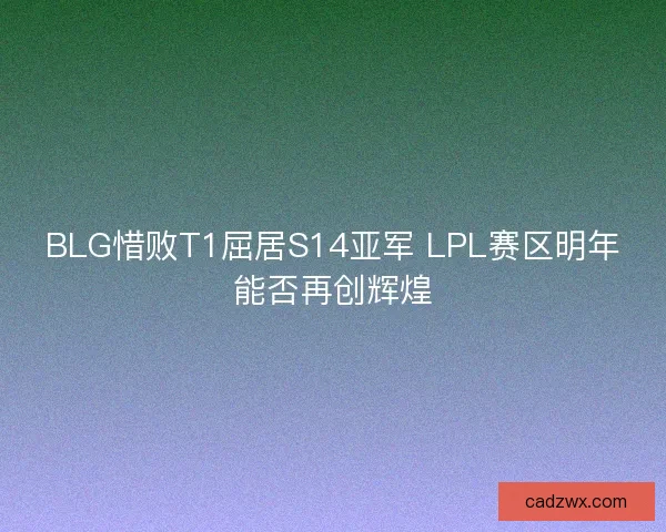 BLG惜败T1屈居S14亚军 LPL赛区明年能否再创辉煌 BLG惜败T1屈居S14亚军 LPL赛区明年能否再创辉煌