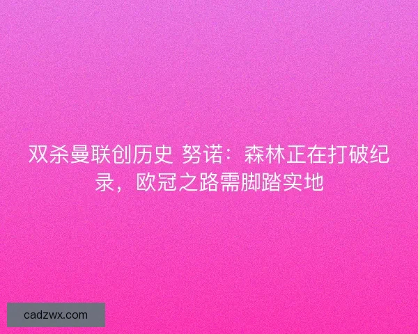 双杀曼联创历史 努诺：森林正在打破纪录，欧冠之路需脚踏实地